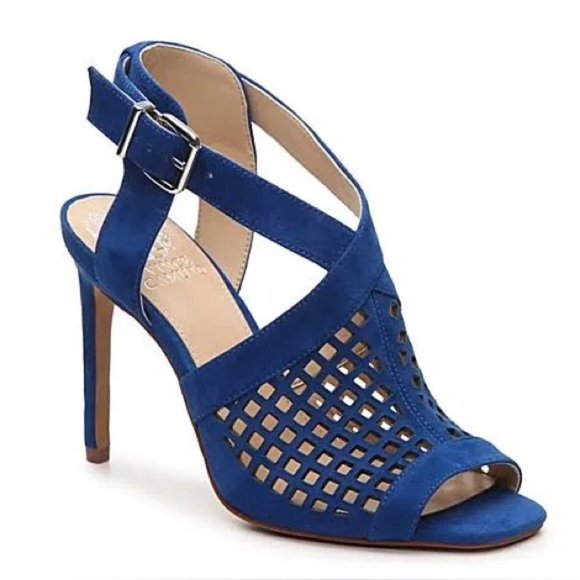 Vince Camuto Preveil Cobalt Blue Leather Heeled Sandals - Picture 1 of 7